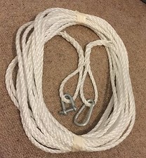 40 FT NEW 8MM ROPE. WHITE  - ANCHOR BOAT MOORING WITH SNAP HOOK & d shackle