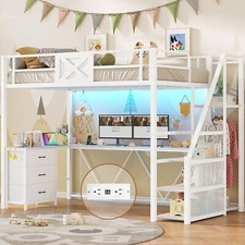 Twin Size Loft Bed with L