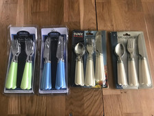 Joblot 4 Sets of cutlery, Forks, Tea Spoons, Others, plastic handles