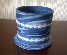 Wedgwood Blue & White Jasperware Swirled Marble Vase