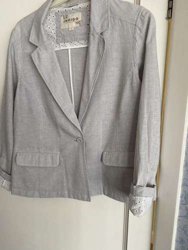 Indigo cotton linen jacket - m&s, cotton/linen