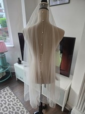 Fingertip Ivory Veil with Pearls Wedding Bridal Veil with Comb Wedding Veil