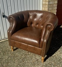 Alexander & James ‘Jude’ Leather Accent Tub / lounge Armchair Chair