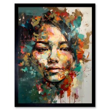 Sad Young Woman Face Beauty Portrait Multicoloured Framed Wall Art Picture 12x16