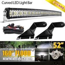 CURVED 52INCH LED LIGHT BAR + Brackets Mounts Fits Land Rover Discovery 1 & 2