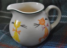 WESTFIELD POTTERY 3/4 PINT JUG - COLOURFUL  SMILING CATS WITH BOW TIES!