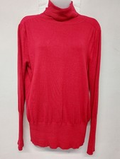 Wallis Ladies Roll Neck Jumper Size 14 Red Long Sleeve Ribbed Knit