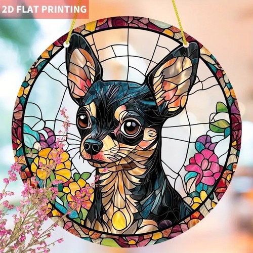 Black chihuahua suncatcher - black,