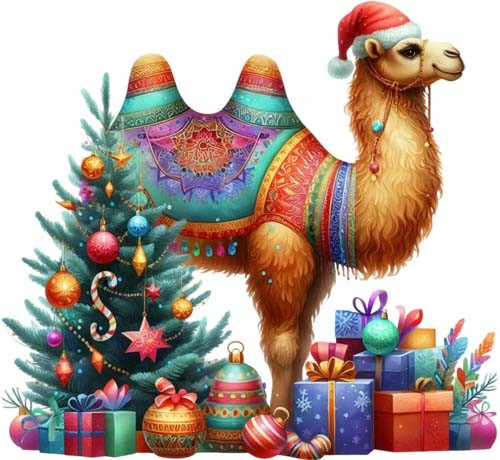 Colourful christmas camel - camel, wall