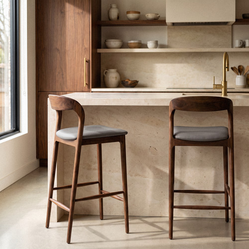 Bar stool grey faux leather - bar,