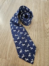 The Disney Store 101 Dalmatians 100% Silk Neck Tie Made in Italy Puppy Dogs Blue