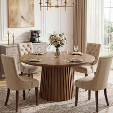 Round solid wood dining - wood, table