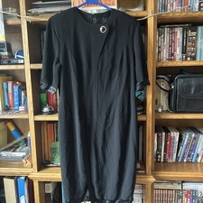 VINTAGE Women’s 1980s Dress Black w/Shoulder Pads Zip Closure