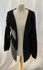 Cardigan Boohoo Size S/M Black Acrylic Knit Long Sleeve Open Womens