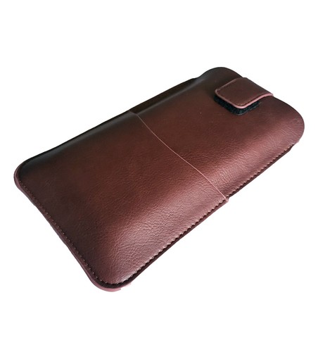 Leather slim case tan pouch - leather,
