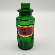 Antique green glass apothecary - antique,