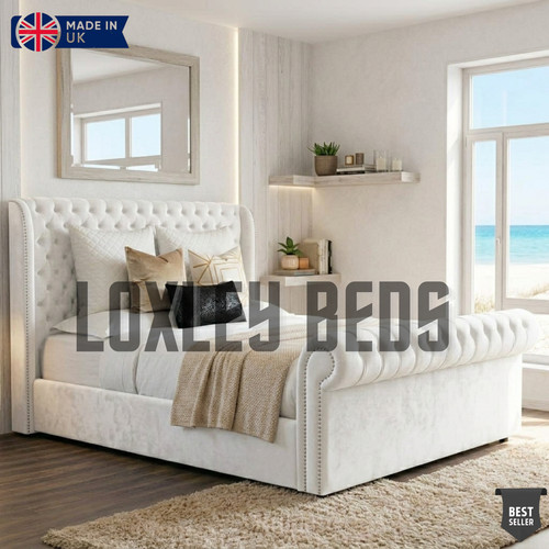 Sleigh bed frame plush velvet - sleigh,