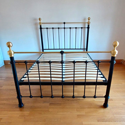 Black gold metal double bed - metal,