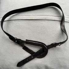 Vintage Avion French brown snake 100% leather belt curved buckle design 80 cm