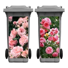 Nezyo 2 Sheets Wheelie Bin Stickers Flowers Self Adhesive Dustbin Sticker