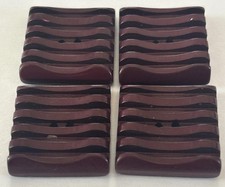 4 Vintage maroon burgundy 40’s 50’s square Bakelite buttons lined Design