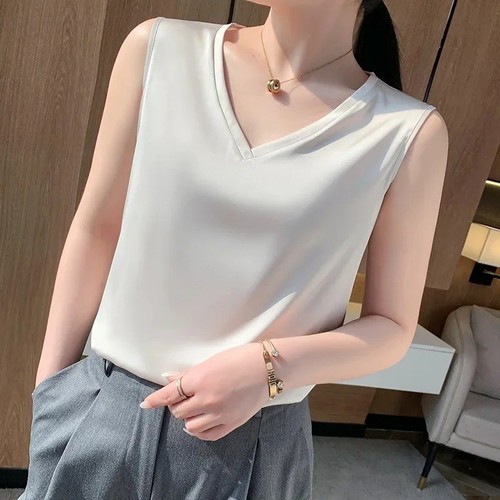 Womens work sleeveless - sleeveless, satin
