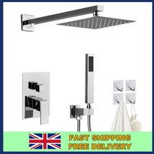 Concealed Thermostatic Shower Mixer Square Chrome Bathroom Twin Head Valve Set s