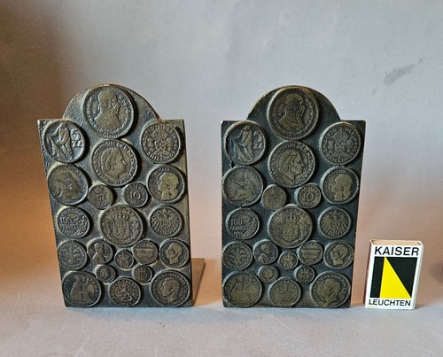 Vintage bookends coins - bookends,