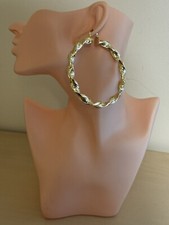 9ct Yellow Gold Filled Large Twist Gypsy Creole 40-80mm Chunky Hoop Earrings