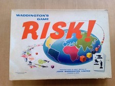 Original Risk Board Game Waddingtons 1960's White Box Edition Wooden Pieces