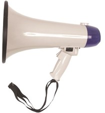 20W HAND-HELD MEGAPHONE WITH HAND STRAP, SIREN & MICROPHONE, RANGE UP TO 800M