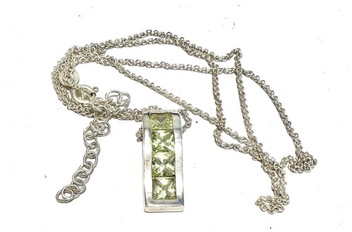 925 silver peridot pendant - silver,