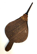 Antique Wood & Leather Studded Fireplace Bellows