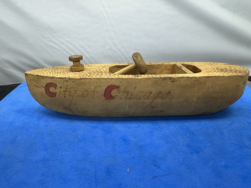 Vintage wooden toy speed boat - wooden,