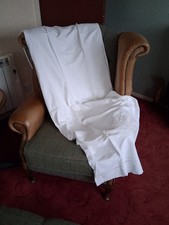 vintage french monogrammed linen sheet ,