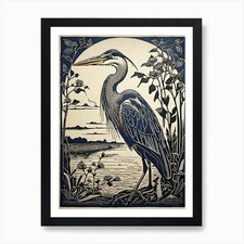 Heron Art Print Framed Wall