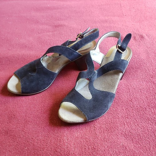 Scholl navy suede slingback