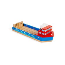 Bigjigs Rail Wooden Train Ferry with Folding Access Ramp, Train Set Accessories