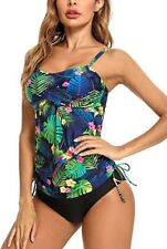 Women Swimsuit 2 Pieces Bathing Suits Floral Tummy Control Top High Waisted Bott