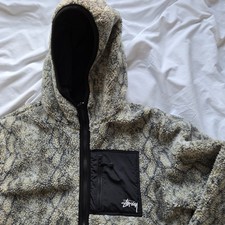Stussy Sherpa Grey Fleece Jacket Medium