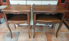 Near pair of vintage French bedside cabinets, open front tables, different width