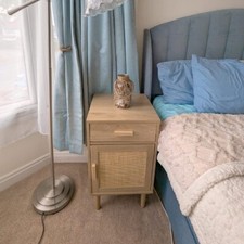 Rustic Bedside Cabinet 1 Drawer Cupboard Storage Unit Bedroom Table Nightstand