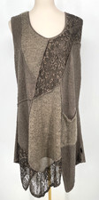 Sarah Santos made in Italy Women's L/XL Wool Lace Dress Brown Lagenlook Tunic