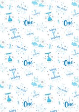 2 Sheets 1st Birthday Boy Little Star Wrapping Paper Age 1 Blue Giftwrap (AWU)