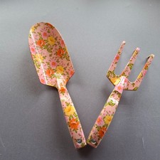 Floral Garden Fork and Spade Set ~  Garden Trowel and Rake