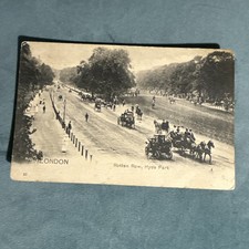 Vintage Postcard Rotten Row Hyde Park London Cars & Horse Carriages H1