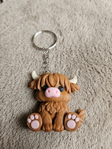 Cute highland cow keychain - cute,