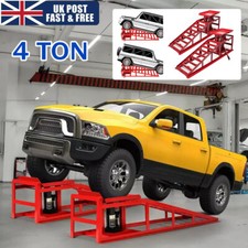 2 x Heavy Duty Metal Car Ramp Lift Height Adjustable 4Ton Hydraulic Jack Garage