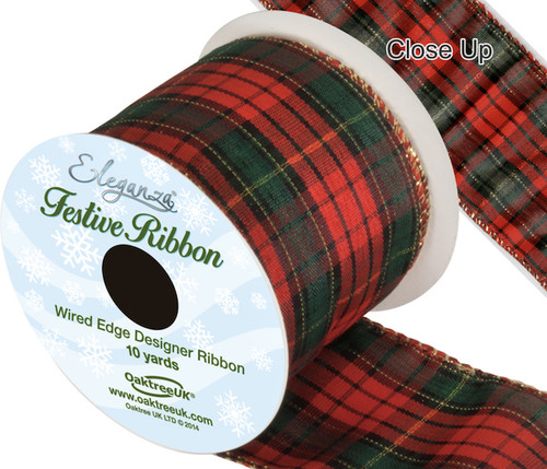 Christmas wired woven ribbon - wired,