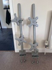 2 x heavy duty dual verticle desk mount monitor stands